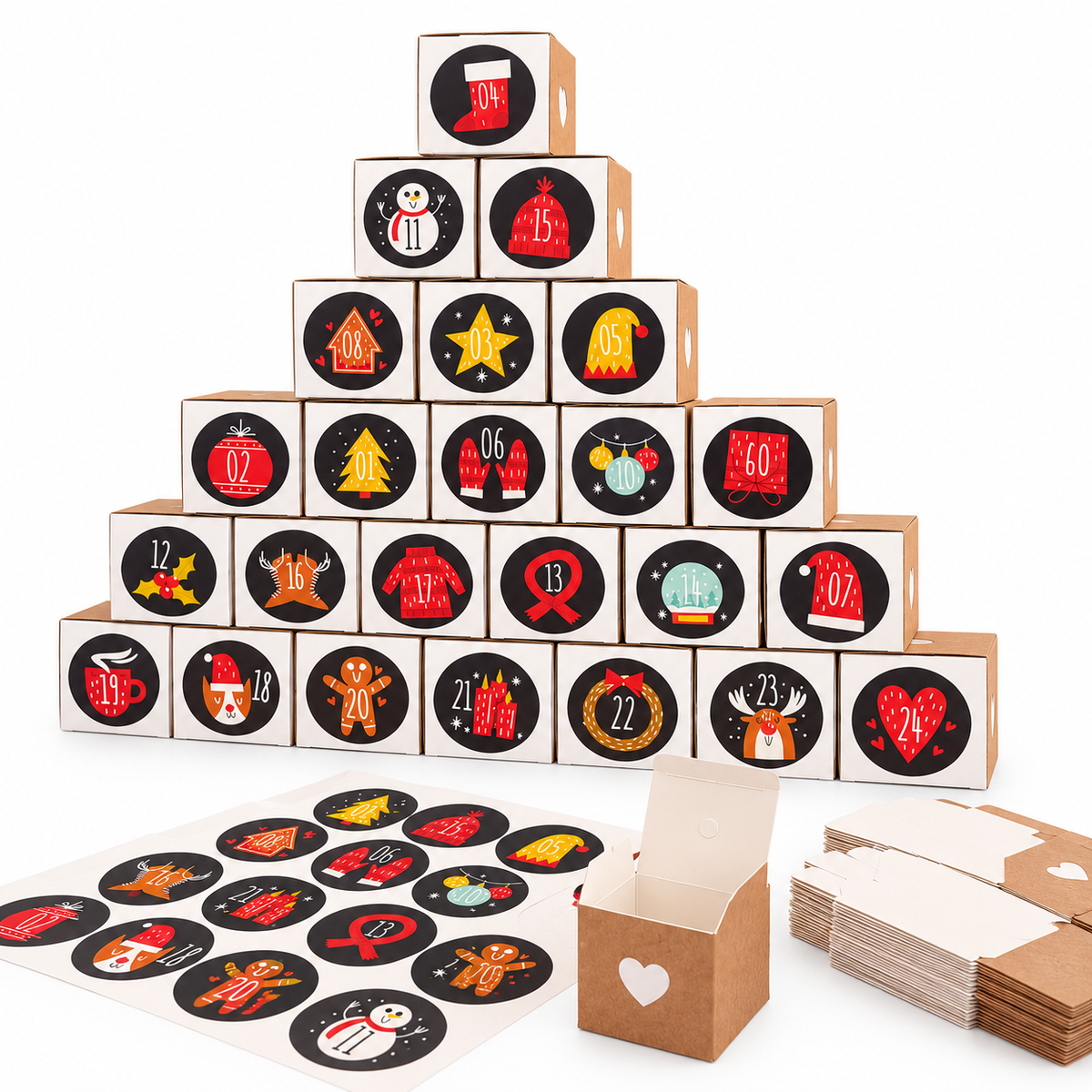 DIY Adventskalender – 24 Schachteln mit Zahlenstickern
