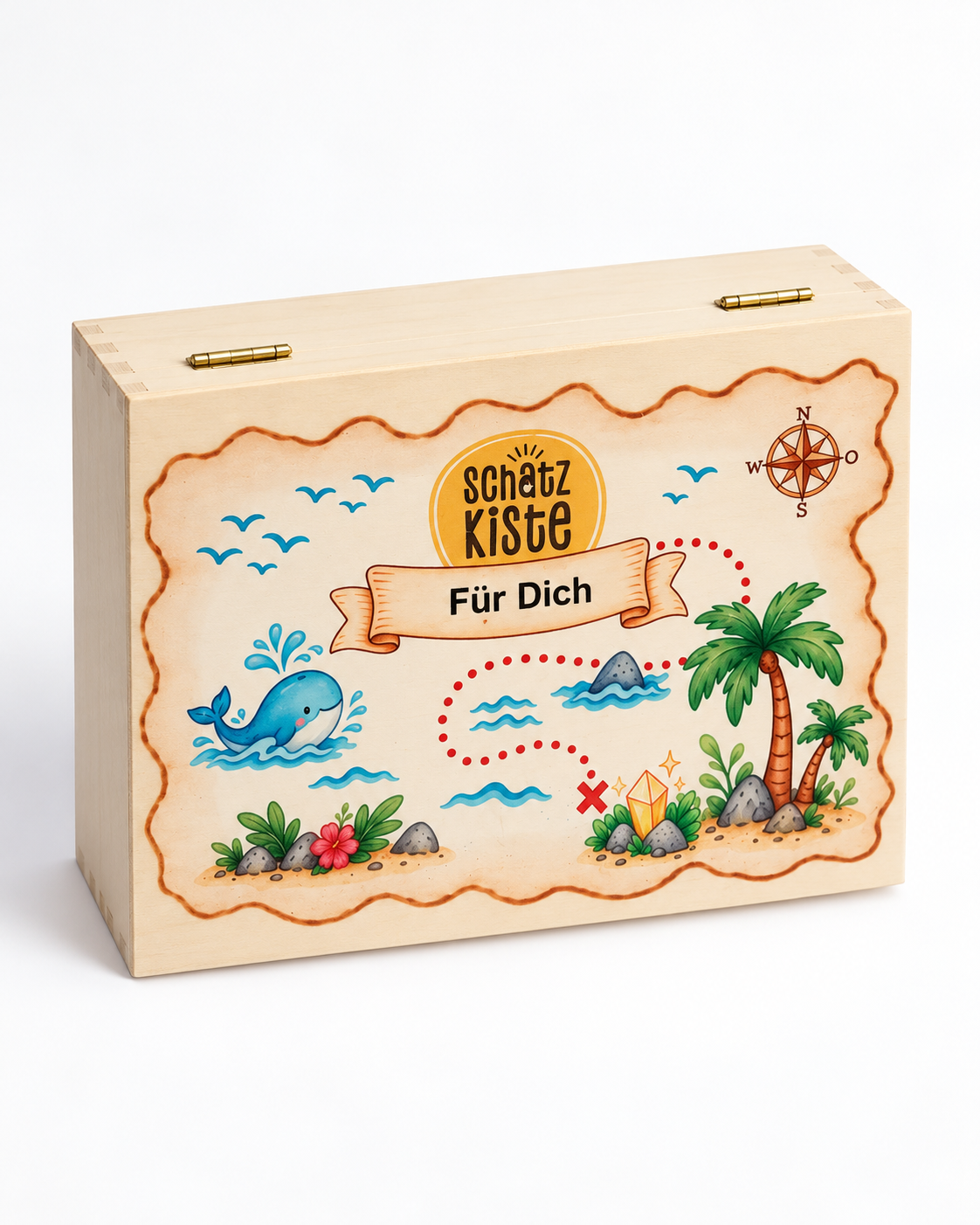 Schatzkiste aus Holz Schatzkarte mit Name